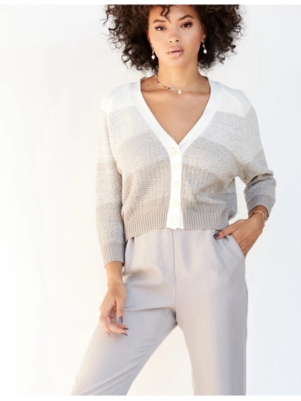 New Callahan Cardigan Knit Ombré Color Block Buttons Size Small